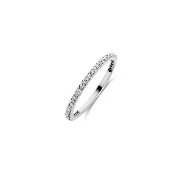 Chic polierter Ring 1,5 mm - Sterlingsilber - Zirkonia